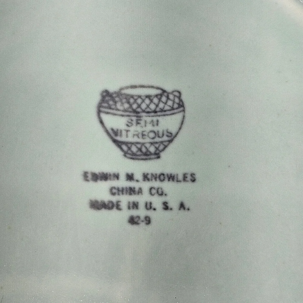 Edwin M Knowles Deanna Turquoise Blue‎ Oval Serving Platter 13.5